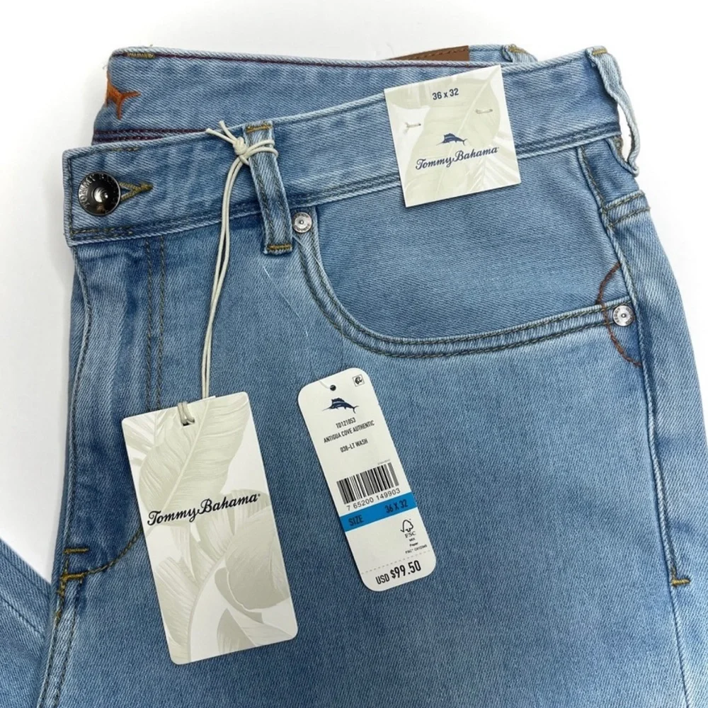 Tommy Bahama Blue Antigua Cove Jeans 34 x 30 36 x 30 TD121053 Light Wash Stretch - Picture 2 of 15
